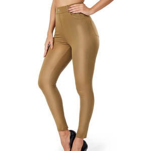 Trend Inspired Women Leather Mid Waist Winter Pant Stretch <b>Skinny</b> Trousers for Contemporary Fashion and Seasonal <b>Wardrobe</b> - Product Image 1