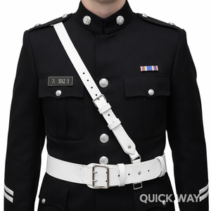 Ceinture en cuir blanc à sangle croisée style Sam Browne, faite à la main, pour uniforme formel ou tenue habillée - Product Image 3