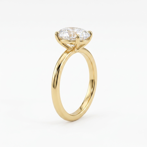 Anillo de Compromiso Solitario con Diamante Cultivado en Laboratorio de Corte Ovalado, Chapado en Oro de 14K, Joyería de Lujo para Mujer para Compromiso y Aniversario de Bodas - Product Image 3