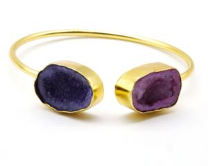 Natural Druzy Stone Adjustable Bangles with German <b>Silver</b> | Handmade Druzy Gemstone <b>Cuff</b> Bangle | Fashion Jewelry for Women - Product Image 1