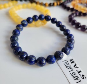 Bracelet en perles de lapis-lazuli bleu naturel de qualité supérieure, 6 mm, 8 mm, 10 mm, 12 mm, style vintage pour femmes et hommes, occasion anniversaire - Product Image 1