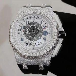 Reloj de Diamantes para Hombre, un Regalo Espléndido, con Correa de Plata y Moissanita de 15 mm, Movimiento de Cuarzo ETA, Esfera de Cristal de Zafiro de 28 mm, Analógico - Product Image 1