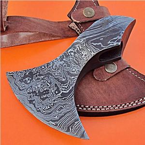 Hacha Tomahawk Jexmoo de Acero de Damasco con Patrón Trenzado, Hecha a Mano, de Grado Industrial, con Funda de Cuero, Regalo para Papá, para Actividades al Aire Libre - Product Image 6