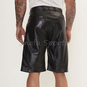 Pantalones cortos de cuero para hombre de alta calidad con logotipo personalizado, bajo MOQ, hechos de poliéster, fabricados en fábrica, a la venta. - Product Image 2