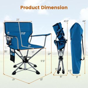 Sedia da Caccia Portatile Pieghevole con Rotazione a 360 Gradi, Portabicchieri in Rete e Tasche Portaoggetti - Product Image 5