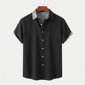 Men's <b>Striped</b> Casual Short Sleeve Shirt Summer Breathable Poplin Fabric Turn-down Collar Printed Design - Product Image 2