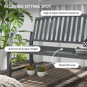 Panca da Giardino in Acciaio Grigio da 46 Pollici con Telaio a Doghe, Stile Rustico/Moderno per Esterni, Patio, Parco, Veranda, Prato, Terrazza, per Cortili di Centri Commerciali - Product Image 5