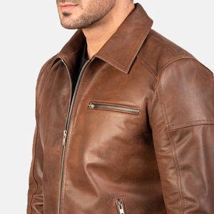 Men's Casual Zipper Style Leather <b>Jacket</b> <b>Slim</b> <b>Fit</b> with Stand Collar Customized New Arrival Men's Leather <b>jacket</b> for men - Product Image 6