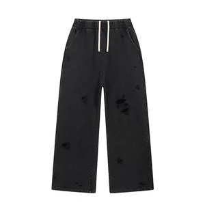 Pantalon de sport décontracté pour homme DMK012, léger, taille haute, 100 % polyester, séchage rapide, respirant, coupe droite, plissé devant, motif linéaire - Product Image 2