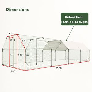 Gallinero Metálico Galvanizado Grande de 9.94 Pies x 25.68 Pies, Jaula para Pollos, Corral para Aves de Corral, Caseta para Gallinas, para Cría de Aves - Product Image 2