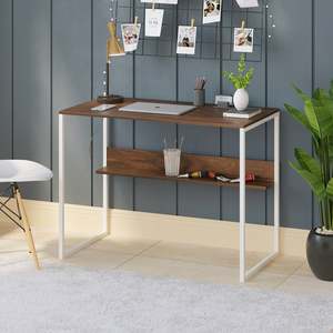 Best Seller Corbyn Solo Engineered Wood Study and <b>Computer</b> Laptop Table for Home or Office, WFH <b>Desk</b>, with Shelves Storage - Product Image 1