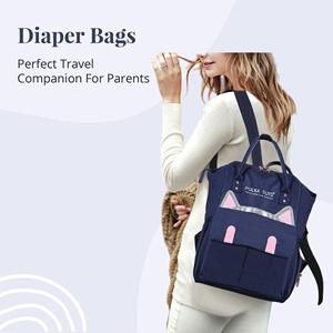 Elegante mochila de maternidad estilo gato madres-azul - Product Image 4