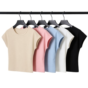 Women's Ribbed Short Sleeve Crew Neck T-Shirt Solid Color Slim Fit Knitted Cotton Spandex Casual Spring Summer Breathable - Product Image 3