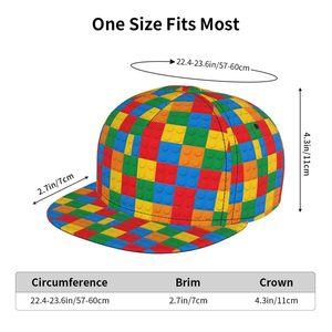 Casquette Snapback 6 Panneaux à Motif Blocs, Réglable, Unisexe, Style Urbain, en Toile, pour Toutes Saisons, Décontractée - Product Image 3
