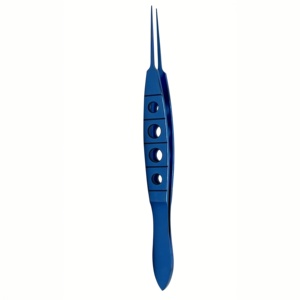 Pinces chirurgicales droites à dents bleues en titane de précision 110 mm, revêtement bleu, pour la chirurgie générale - Product Image 1