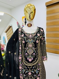 Nouvelle collection de créateurs, Salwar Kameez Dupatta en Georgette Fox, style ethnique indien traditionnel, avec broderie riche, séchage rapide, pour mariages - Product Image 6