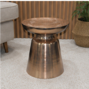 Table basse ronde moderne avec plateau en métal et structure en fer, mobilier de salon industriel, design durable - Product Image 3