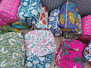 Block Printed Toiletry Bag Luxury Cosmetics <b>Makeup</b> Pouch Handmade Reusable Cosmetic <b>Organizer</b> Daily Use Large Capacity Toiletry - Product Image 4