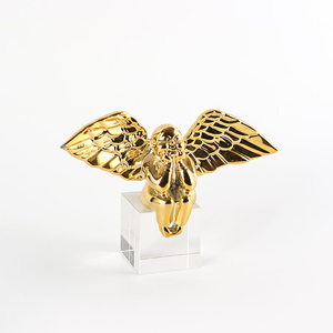 เทวดาสีทองพร้อมปีก ของตกแต่งผนังโลหะสำหรับห้องนั่งเล่น - Product Image 4