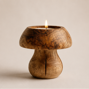 Handcrafted Mushroom Shape Wooden <b>Candle</b> Holder Rustic Natural Wood <b>Tea</b> Light Stand For Farmhouse Table Decor Wedding Centertop - Product Image 1