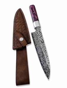 Couteau de chef LEGACY BLADES en acier Damas luxueux gravé, acier au carbone, avec manche en résine, ambidextre, compatible lave-vaisselle - Product Image 5