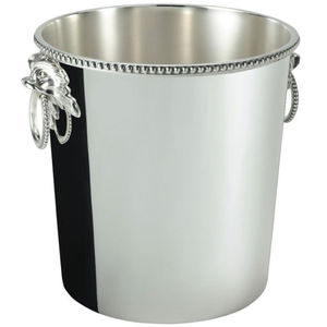 Enfriador de vino minimalista de metal y acero con acabado plateado, cubitera para champán con asa para bar y fiestas, enfriadores de cerveza. - Product Image 1