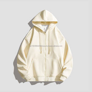 Sweat à capuche zippé blanc premium pour homme, 330 g, matière douce et chaude, style streetwear, imprimé brodé, teint en pièce, lavé - Product Image 2