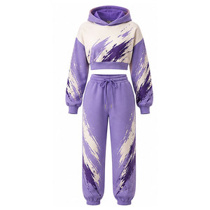 Conjunto de sudaderas cortas personalizadas para mujer con material ligero, tacto suave y ajuste flexible para ropa informal diaria. - Product Image 1