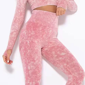 Leggings de yoga taille haute pour femmes, longueur intégrale, design côtelé, tissu extensible doux en spandex, séchage rapide, taille élastique sans couture - Product Image 4