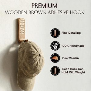 Ganchos de Pared de Madera Tallada con Adhesivo, Diseño Tribal, Decorativos, Acabado Natural, para Almacenamiento en el Hogar - Product Image 3
