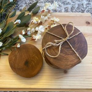 Natural Finish Wooden Coasters Set of 4 Rustic <b>Table</b> <b>Protection</b> - Product Image 1