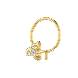 AJRETAIL ต่างหูทองคำ 14K รับรองโดย GIA ดีไซน์กลีบดอกไม้แบบพันกันสไตล์ชาติพันธุ์ ประดับเพชรธรรมชาติ 0.03 กะรัต - Product Image 4