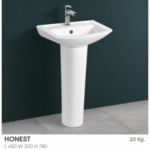 Pedestal Washbasin Rectangle Single Hole Contemporary Glossy Finish Floor Mounted 35-40 Inches NSF Certified Drainer - Product Image 4