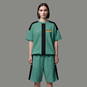High Quality Oversized Drop Shoulder Women's 2 Piece <b>Set</b> 100% Cotton 2 tone Breathable Streetwear Hip Hop streetwear Ladies <b>Set</b> - Product Image 4