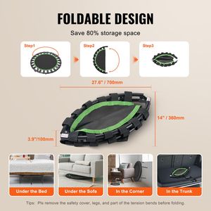 Mini Trampolino Fitness Pieghevole da 36 Pollici, Silenzioso per Esercizi Indoor, Carico Massimo 220 Libbre, Stabile per Allenamenti - Product Image 4