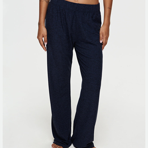 Pantalon de jogging en coton uni de haute qualité, gris, taille élastique, pour femmes - Product Image 1
