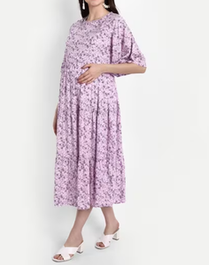 ชุดเดรสคลุมท้องผู้หญิง คอวี แขนยาว ผ้าริบ ยืดหยุ่น ใส่สบาย สไตล์ลำลอง - Product Image 6