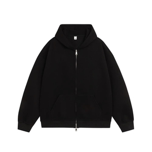 Sweat à capuche zippé intégral pour homme avec ceinture large côtelée, coupe classique, en mélange épais double couche, protection renforcée - Product Image 1