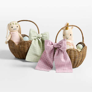 Cesta de Pascua vintage de ratán con forma de concha para niños, cesta decorativa tejida a mano con diseño de conejo de Pascua para la habitación de los niños o como regalo. - Product Image 2