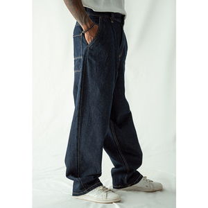 Pantalones Vaqueros Personalizados de Fabricante OEM, Pantalones Vaqueros Azules Lavados, Corte Recto, Múltiples Bolsillos, 100% Algodón, Ropa Urbana, Pantalones Vaqueros de Invierno - Product Image 3
