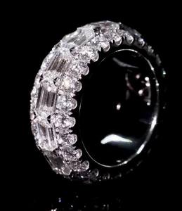 Anillos de Diamantes con Corte Esmeralda, Moissanita Cultivada en Laboratorio VVS, Certificada por IGI, Anillo de Compromiso Exclusivo para Mujer, Estilo Hip Hop, Chapado en Oro 925 - Product Image 4