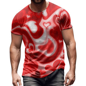 T-shirts d'été pour hommes de qualité supérieure, col rond, manches courtes, imprimés avec un motif de cœur, prix avantageux, faible MOQ - Product Image 2