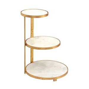 Mesa auxiliar moderna de aluminio de lujo de tres niveles con superficie de mármol, mueble para sala de estar, hogar, hotel y restaurantes - Product Image 1