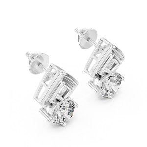 Pendientes de Oro Blanco de 14K con Diamantes Cultivados en Laboratorio |   Bañado en Oro |   Pendientes para Uso Diario y Aniversario de Bodas - Product Image 3