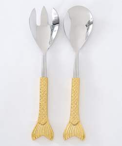 Juego de servidores de ensalada metálicos premium para catering de bodas con diseño de mango largo para servir en cuencos grandes y presentaciones de banquetes - Product Image 6