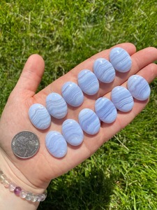 Pendentif en agate bleue naturelle de haute qualité, fait main, cabochon, pierre précieuse polie, lot de pierres précieuses en vrac ! - Product Image 1