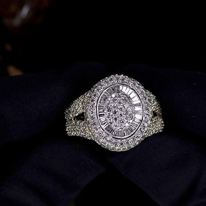 14K White Gold 2.5CT Moissanite Cluster Pinky <b>Ring</b> Baguette Tiered <b>Statement</b> <b>Ring</b> Luxury Bold Designer Jewelry for Women - Product Image 4