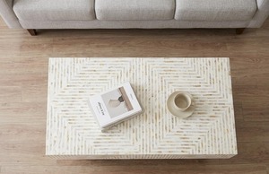Table basse rectangulaire en nacre faite à la main, design moderne, écologique, pour salon - Product Image 2