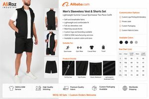 MEN'S <b>BLACK</b> SUMMERSET GILET LIGHTWEIGHT SPANDEX/POLYESTER MULTI-POCKETS ZIPPER COLLARLESS BREATHABLE CASUAL OUTERWEAR SET - Product Image 5