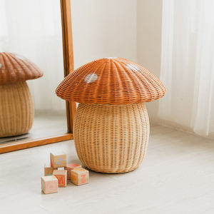 Kids room storage & <b>decor</b> accessory natural rattan weave basket cute <b>mushroom</b> shaped baskets - Product Image 4